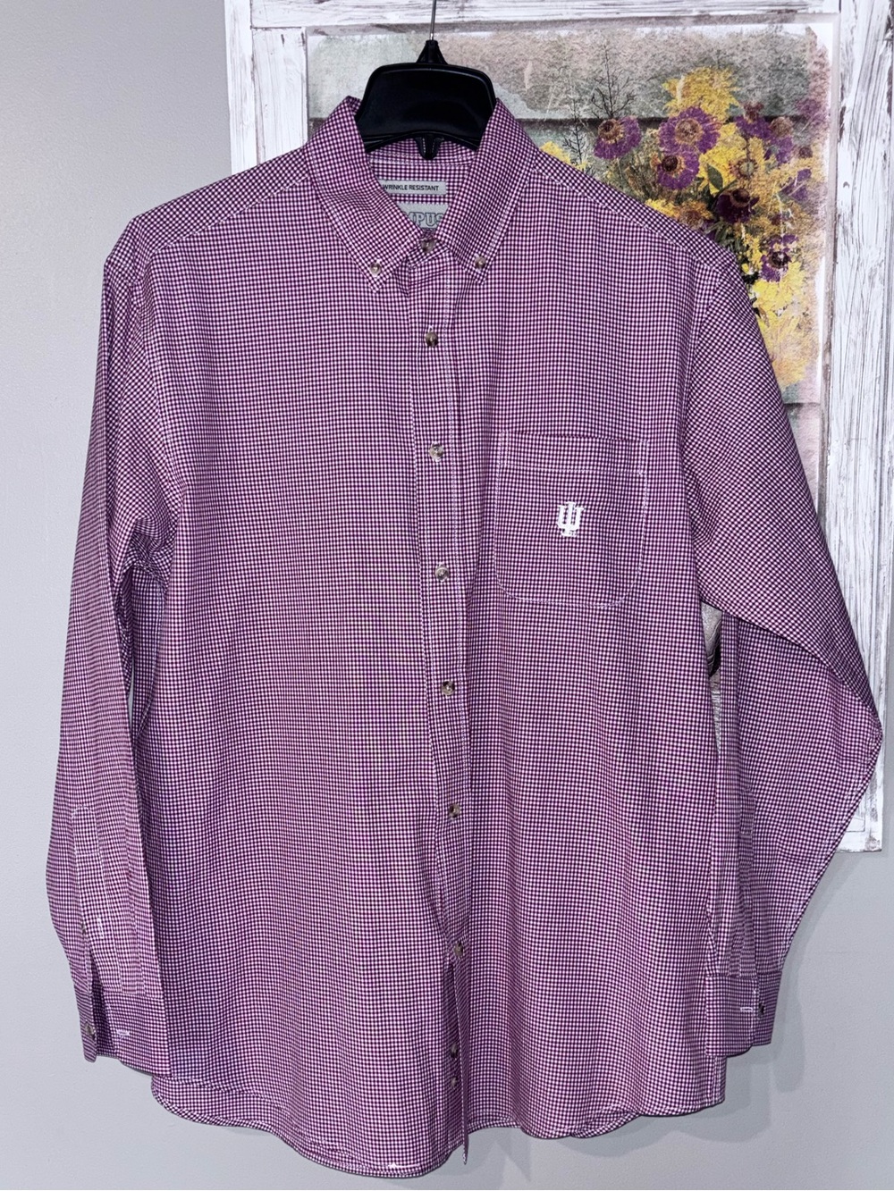 Campus Specialties Indiana University Hoosiers Men's LG Gingham Plaid Shirt LS